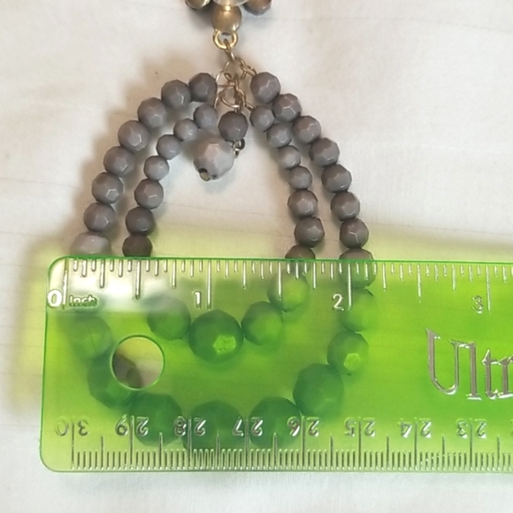 Silver Gray Bead Double Hoop Earrings - Picture 3 of 4